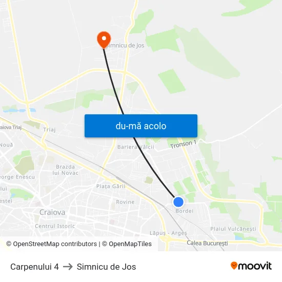 Harta de Carpenului 4 către Simnicu de Jos