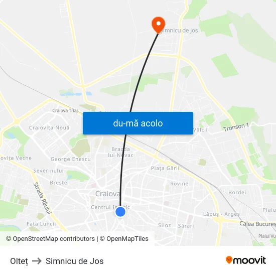 Harta de Olteț către Simnicu de Jos