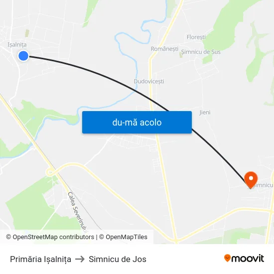 Harta de Primăria Ișalnița către Simnicu de Jos