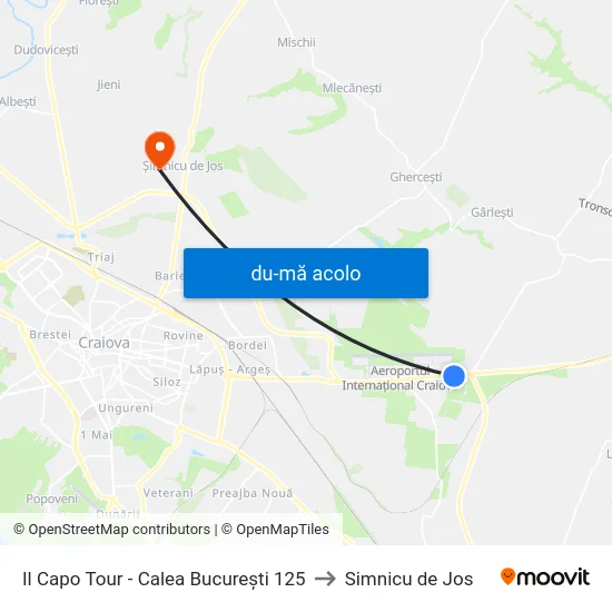 Harta de Il Capo Tour - Calea București 125 către Simnicu de Jos