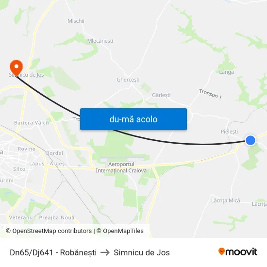 Harta de Dn65/Dj641 - Robănești către Simnicu de Jos