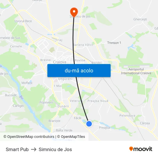 Harta de Smart Pub către Simnicu de Jos