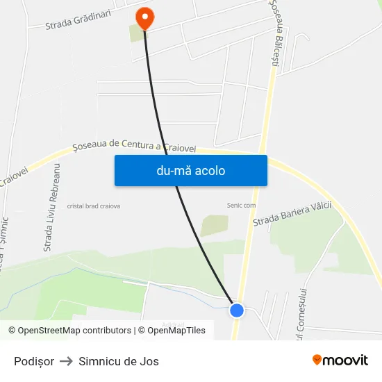 Harta de Podișor către Simnicu de Jos