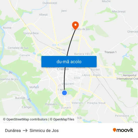 Harta de Dunărea către Simnicu de Jos