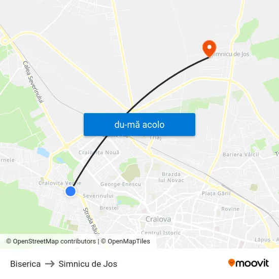 Harta de Biserica către Simnicu de Jos