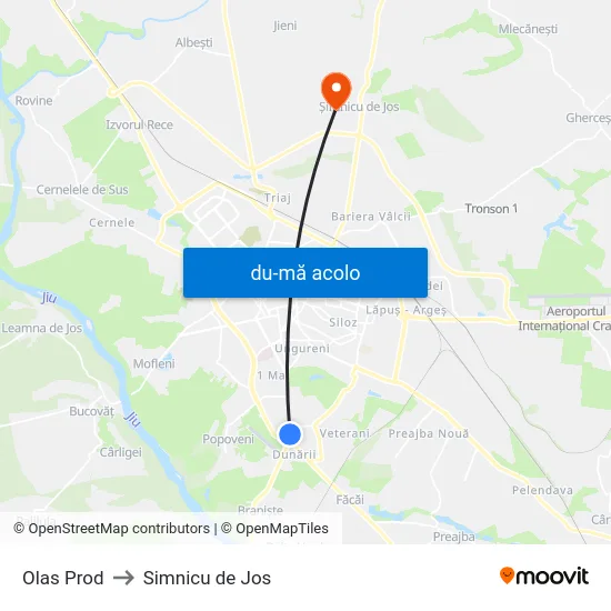 Harta de Olas Prod către Simnicu de Jos