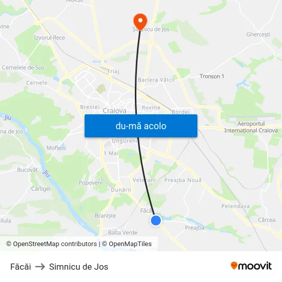 Harta de Făcăi către Simnicu de Jos