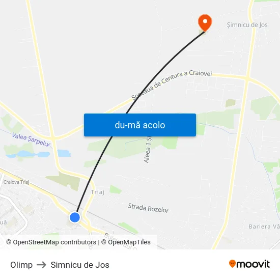 Harta de Olimp către Simnicu de Jos