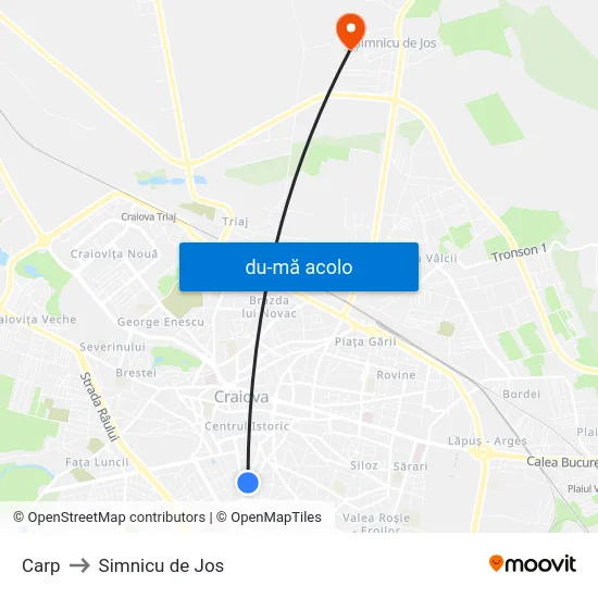 Harta de Carp către Simnicu de Jos