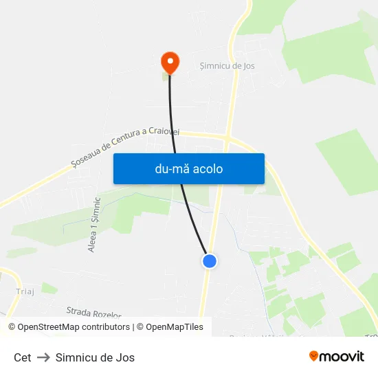 Harta de Cet către Simnicu de Jos