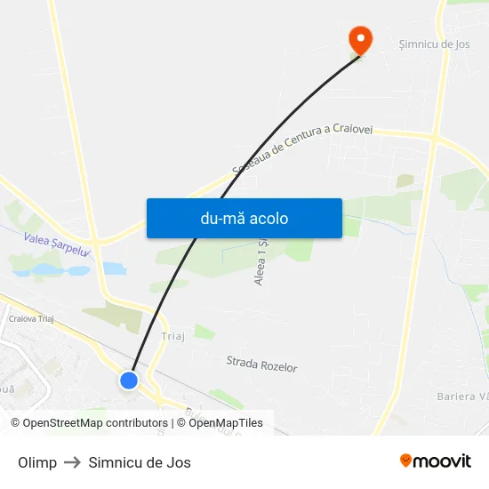 Harta de Olimp către Simnicu de Jos
