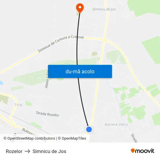 Harta de Rozelor către Simnicu de Jos