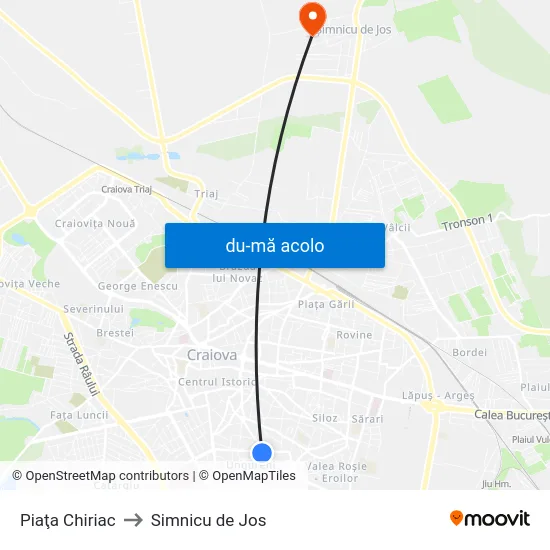 Harta de Piaţa Chiriac către Simnicu de Jos