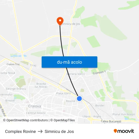 Harta de Complex Rovine către Simnicu de Jos