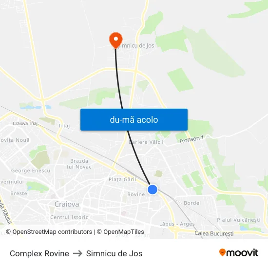 Harta de Complex Rovine către Simnicu de Jos