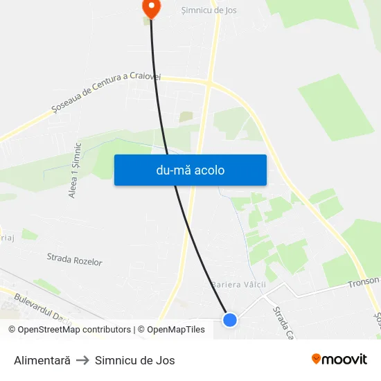 Harta de Alimentară către Simnicu de Jos