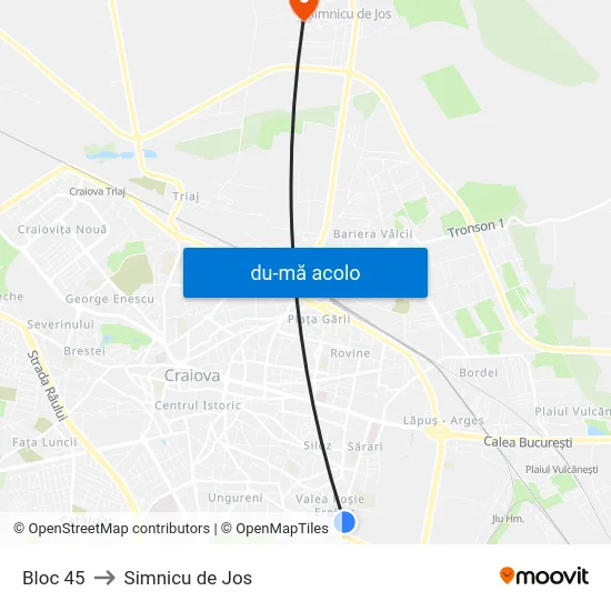 Harta de Bloc 45 către Simnicu de Jos