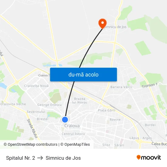 Harta de Spitalul Nr. 2 către Simnicu de Jos