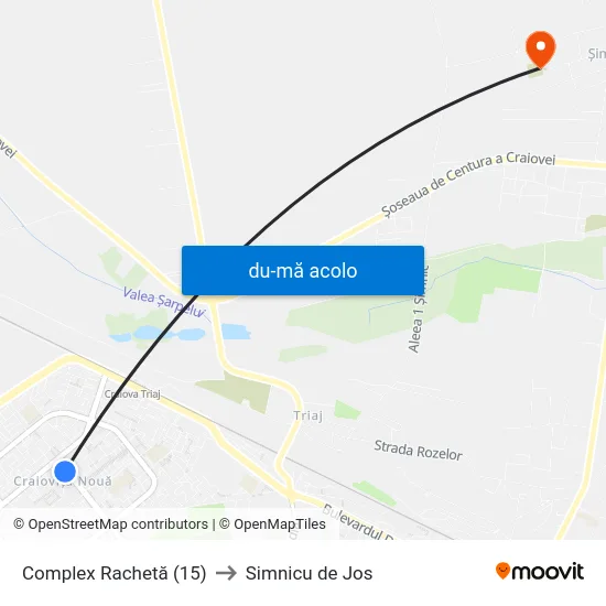 Harta de Complex Rachetă (15) către Simnicu de Jos