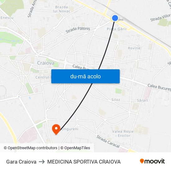 Harta de Gara Craiova către MEDICINA SPORTIVA CRAIOVA