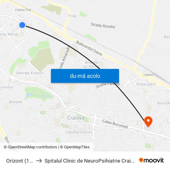 Harta de Orizont (10) către Spitalul Clinic de NeuroPsihiatrie Craiova