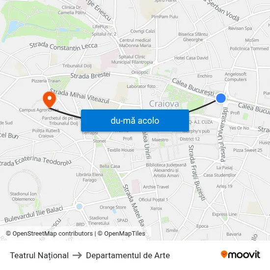 Harta de Teatrul Național către Departamentul de Arte