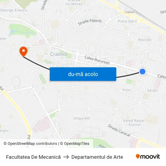 Harta de Facultatea De Mecanică către Departamentul de Arte