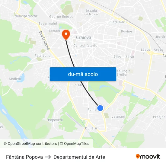 Harta de Fântâna Popova către Departamentul de Arte