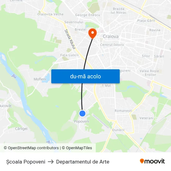 Harta de Școala Popoveni către Departamentul de Arte