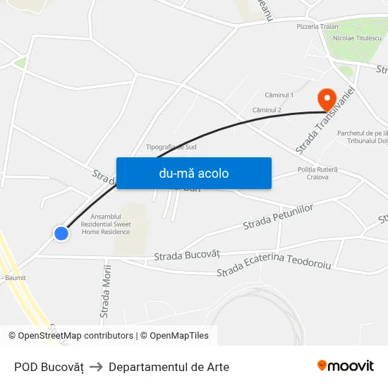 Harta de POD Bucovăț către Departamentul de Arte