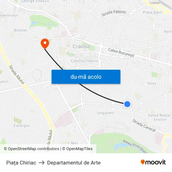 Harta de Piața Chiriac către Departamentul de Arte