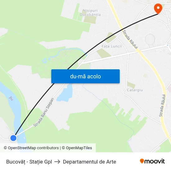 Harta de Bucovăț - Stație Gpl către Departamentul de Arte