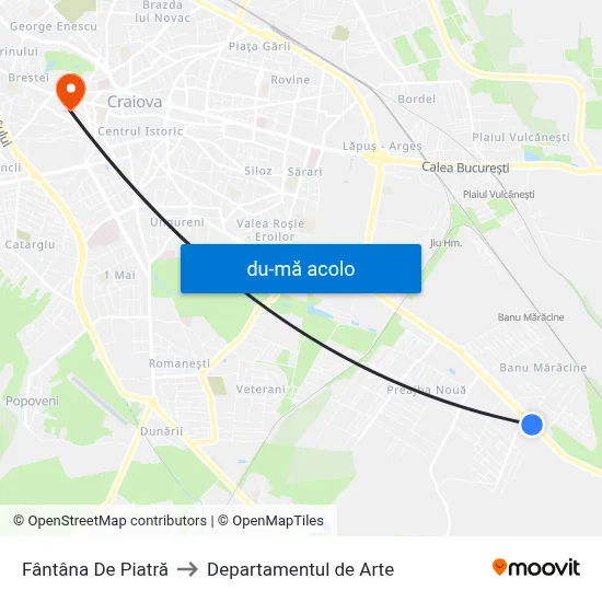 Harta de Fântâna De Piatră către Departamentul de Arte