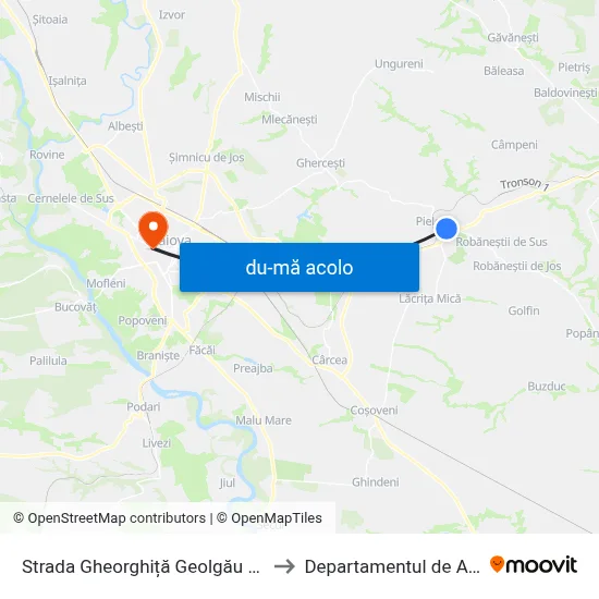 Harta de Strada Gheorghiță Geolgău 441 către Departamentul de Arte