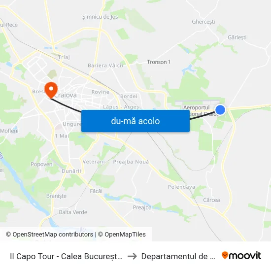 Harta de Il Capo Tour - Calea București 125 către Departamentul de Arte