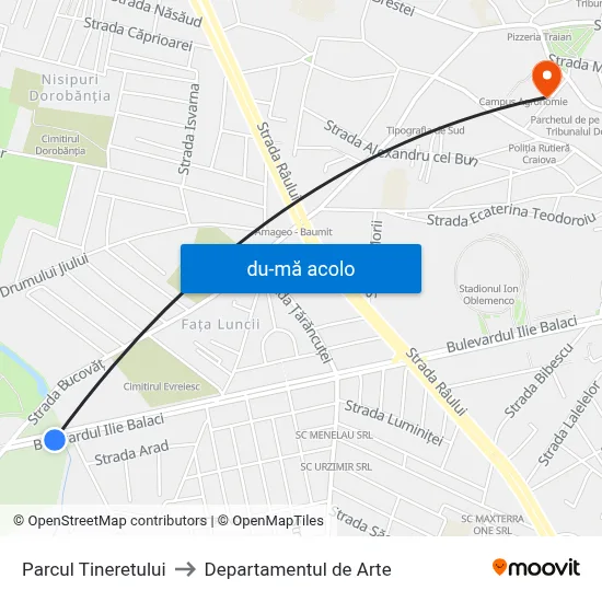 Harta de Parcul Tineretului către Departamentul de Arte