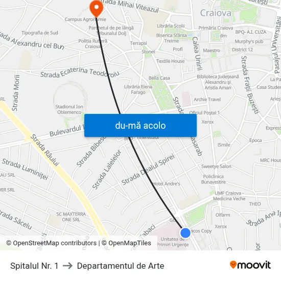 Harta de Spitalul Nr. 1 către Departamentul de Arte