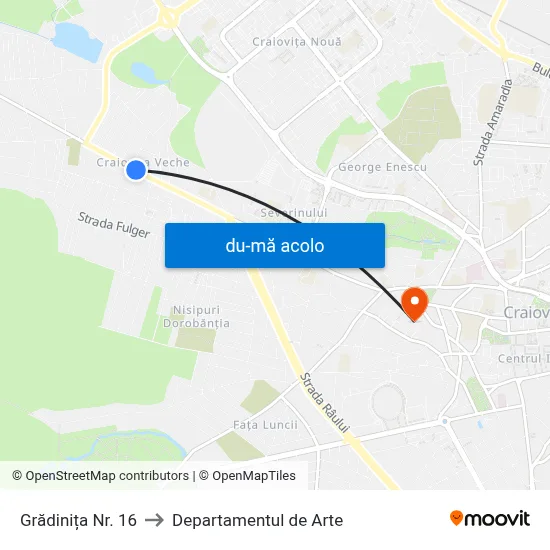 Harta de Grădinița Nr. 16 către Departamentul de Arte