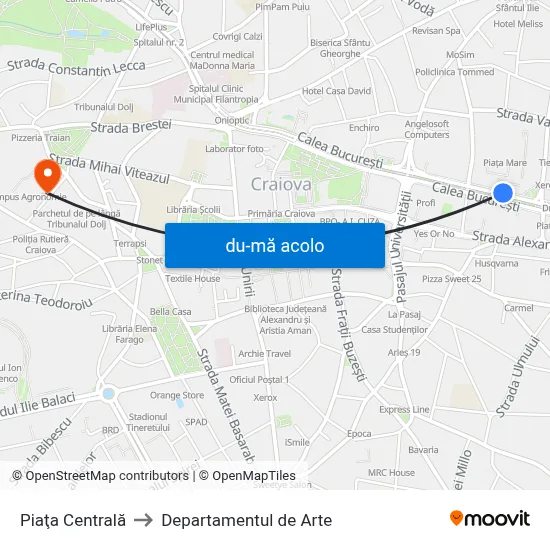 Harta de Piaţa Centrală către Departamentul de Arte