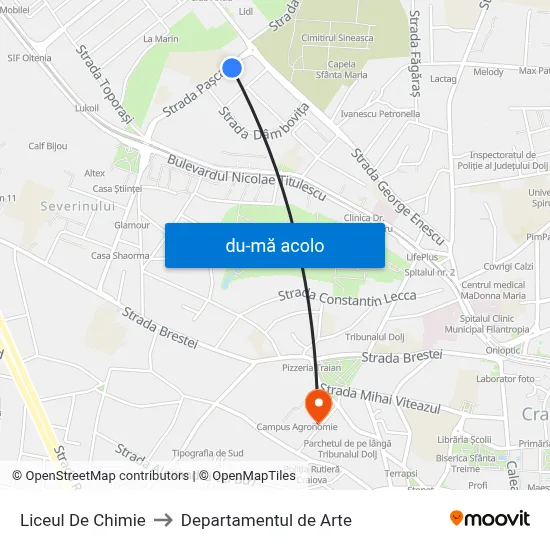 Harta de Liceul De Chimie către Departamentul de Arte
