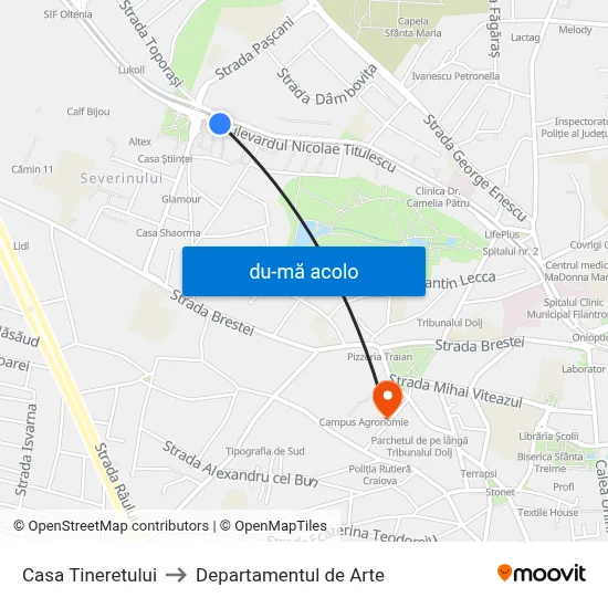 Harta de Casa Tineretului către Departamentul de Arte