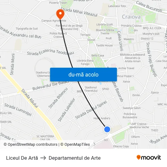Harta de Liceul De Artă către Departamentul de Arte