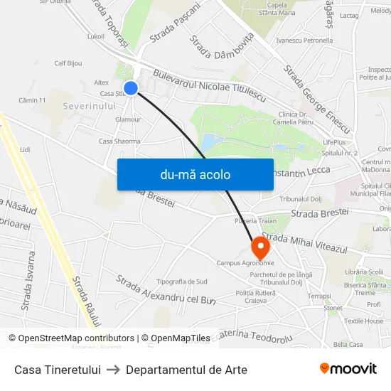 Harta de Casa Tineretului către Departamentul de Arte