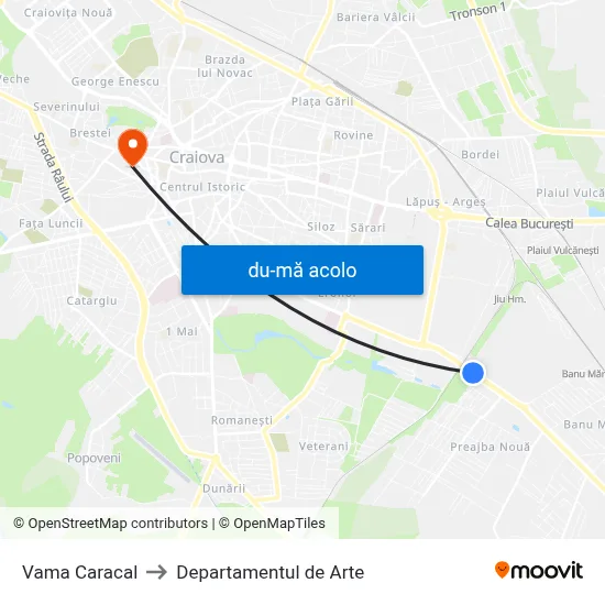 Harta de Vama Caracal către Departamentul de Arte