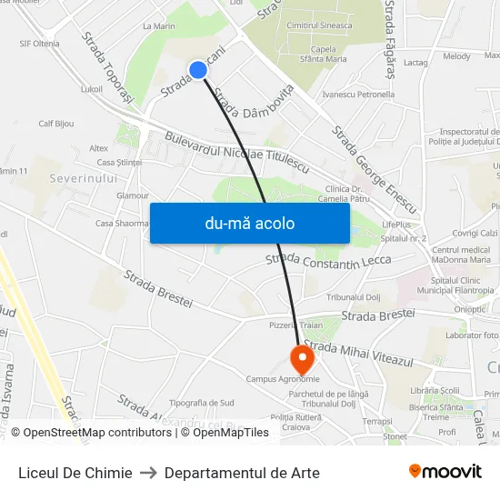Harta de Liceul De Chimie către Departamentul de Arte