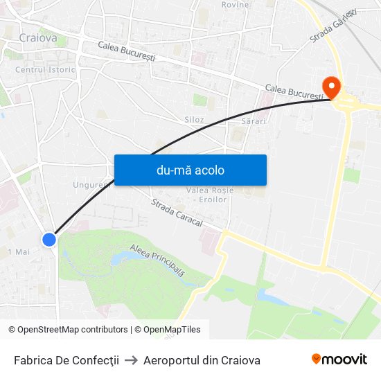 Harta de Fabrica De Confecţii către Aeroportul din Craiova