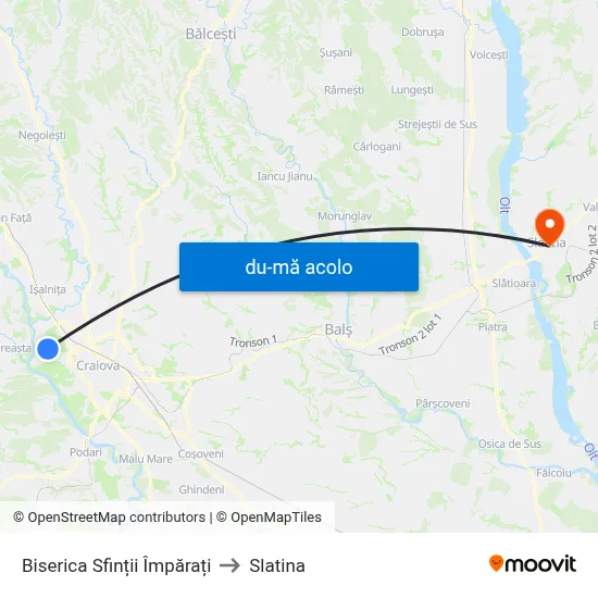 Harta de Biserica Sfinții Împărați către Slatina