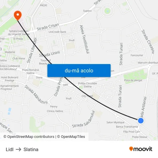 Harta de Lidl către Slatina