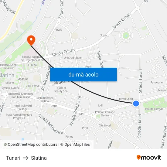 Harta de Tunari către Slatina