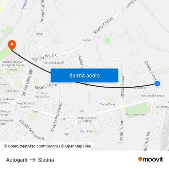 Harta de Autogară către Slatina